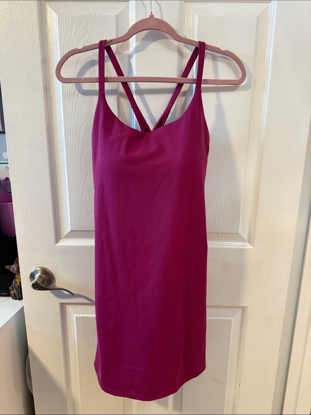 HALARA Fuchsia Slip Dress with Crisscross Straps